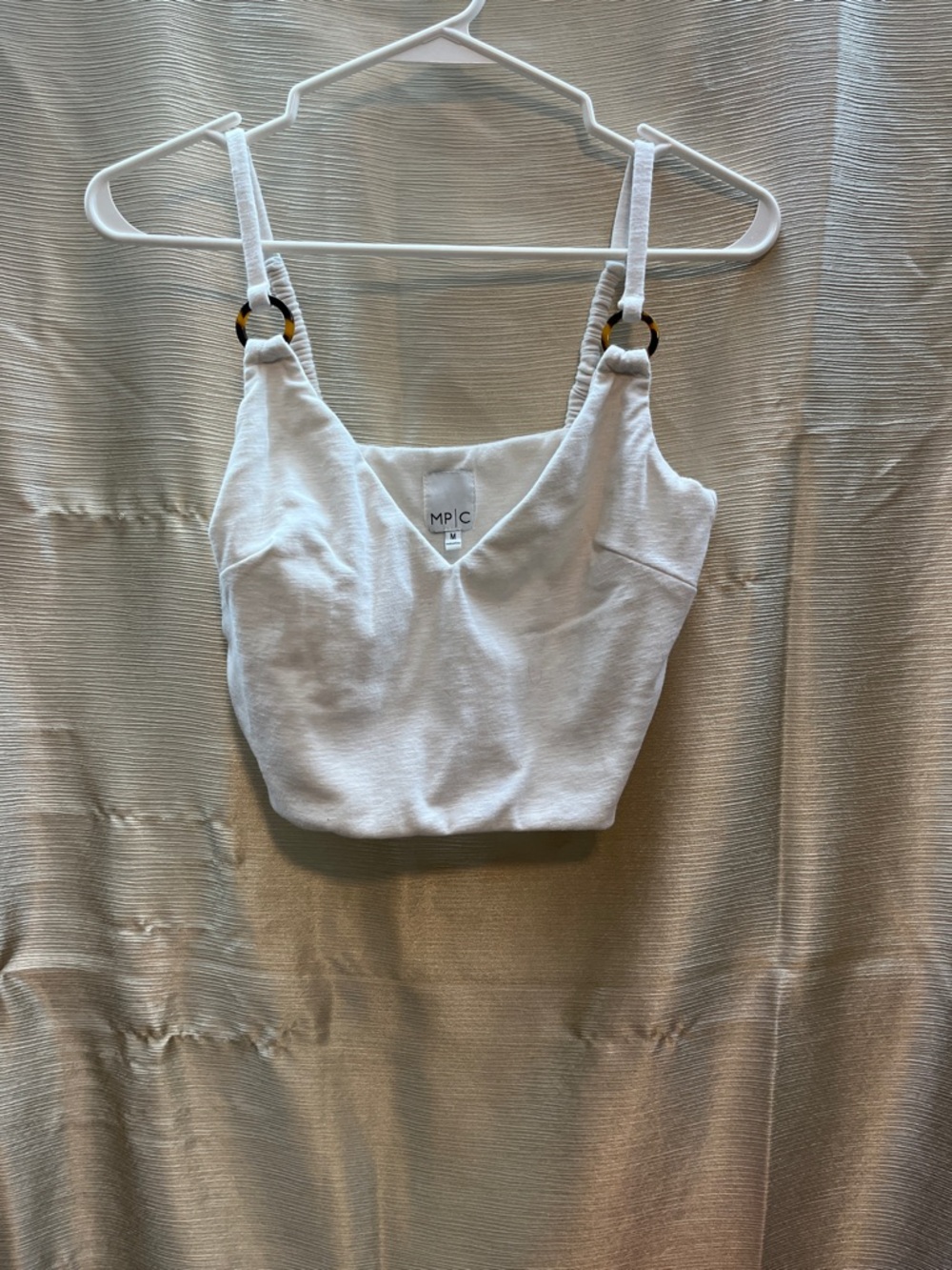 White Cropped Tank with Ring-Detail Straps